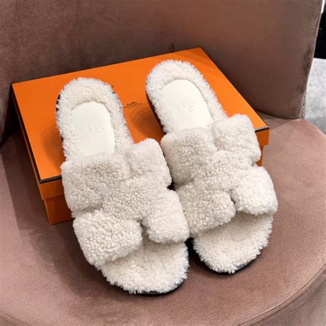 hermes furry slippers|Hermes male slippers.